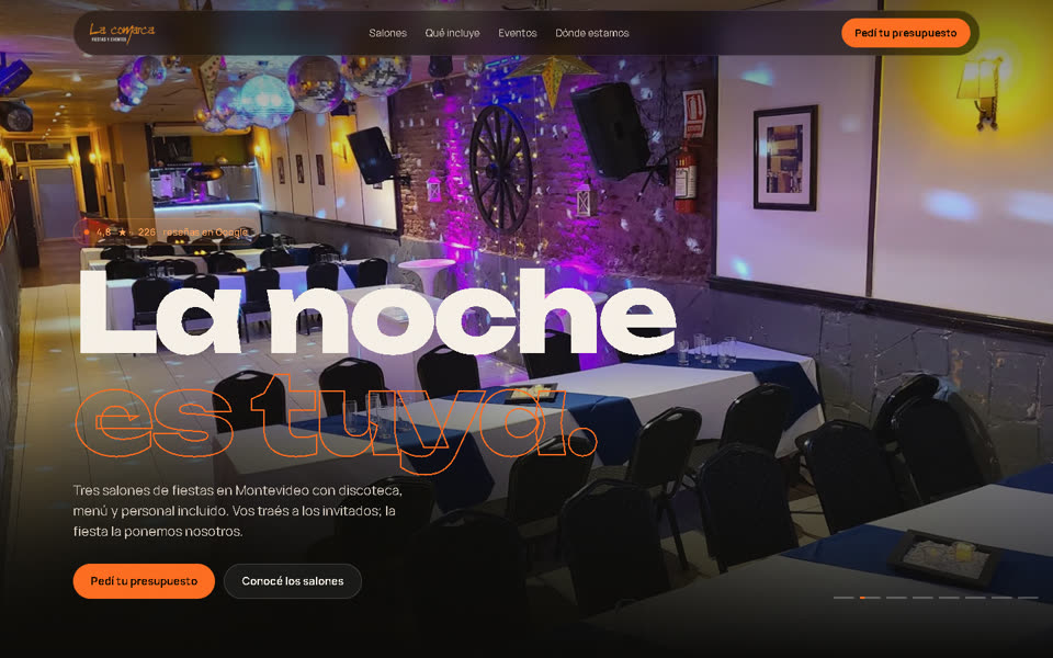 Web del salón de fiestas La Comarca